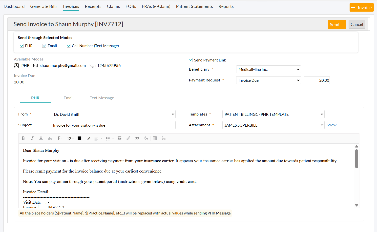 Send Single Invoice Through Multi Modes