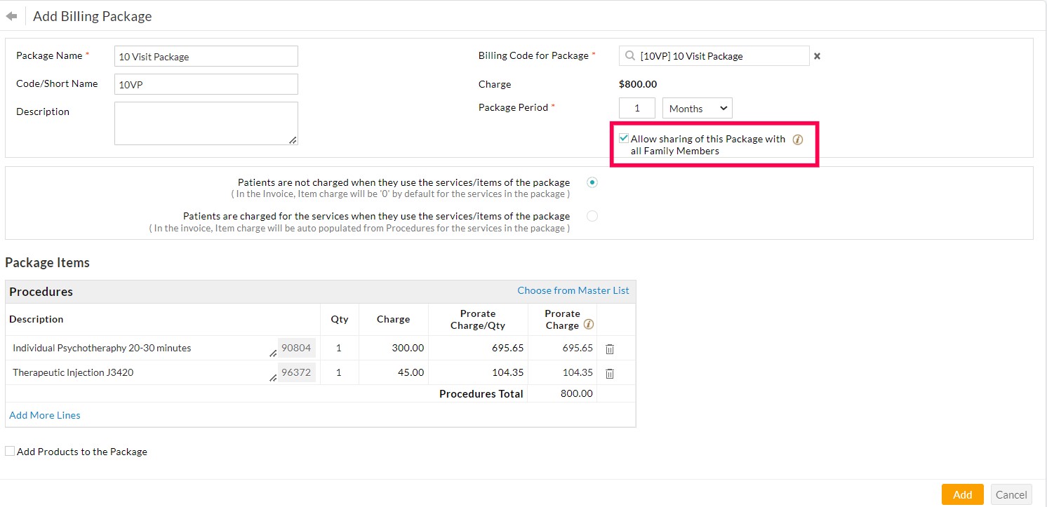 Shareing Package to Family Members