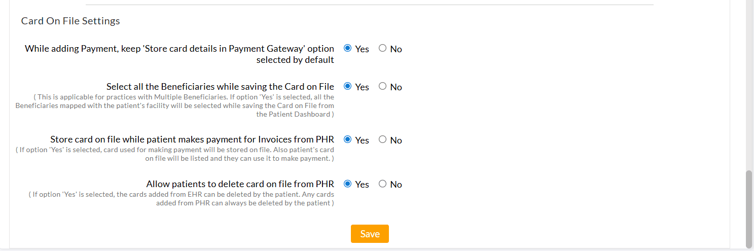 Store Card on File Options