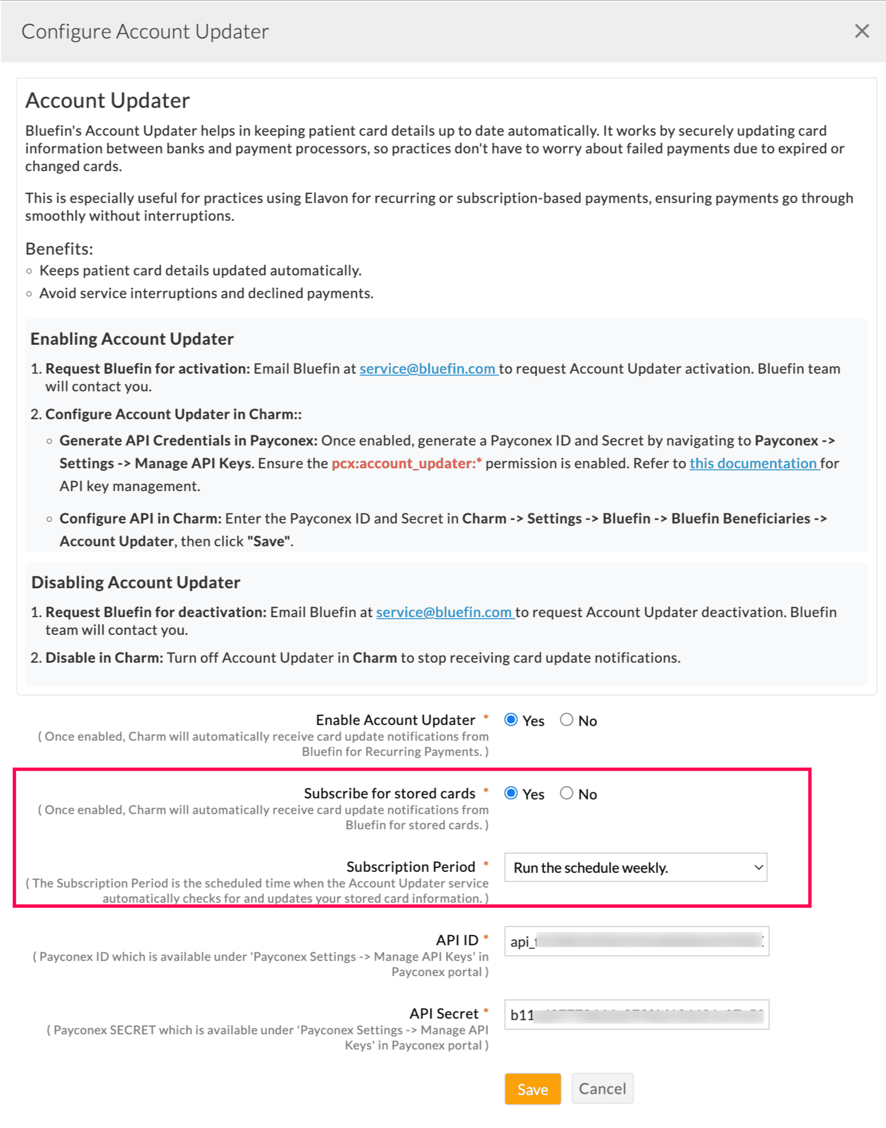 Subscribe for Stored Cards
