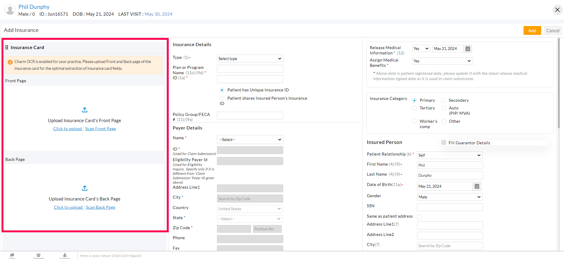 Upload Insurance Card