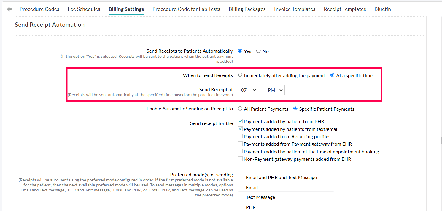 When to Send Receipts
