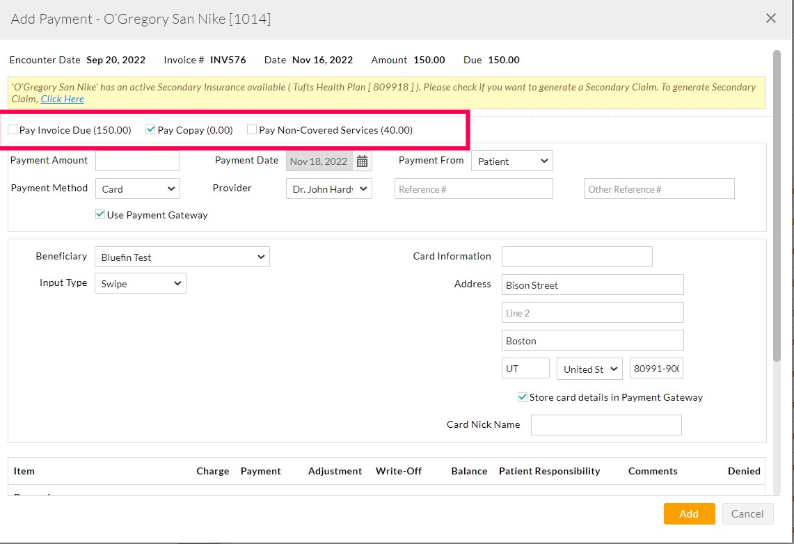 While Adding Payment