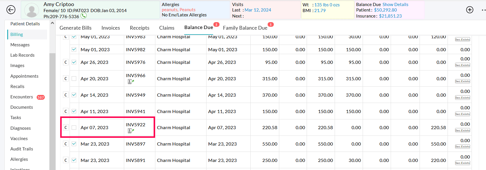 While Sending Patient Balance Due