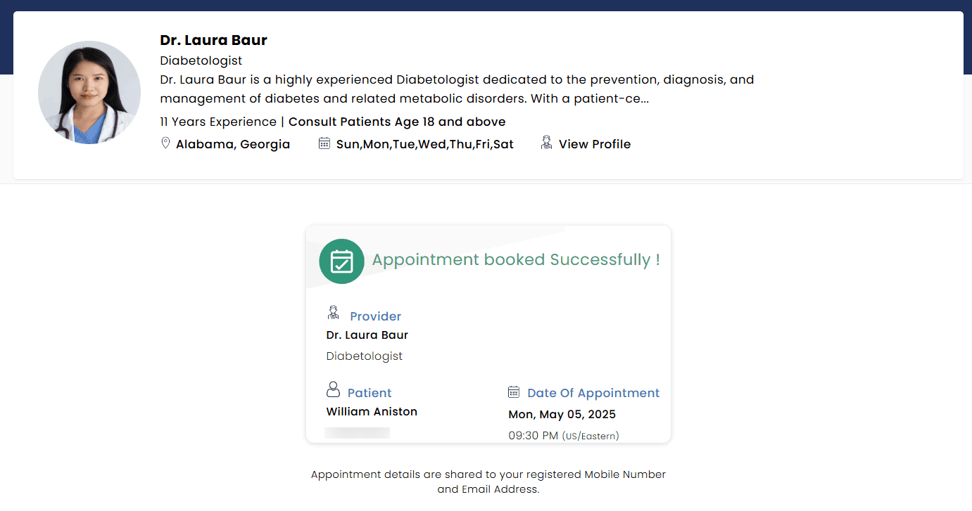 Appointment Successfull Message