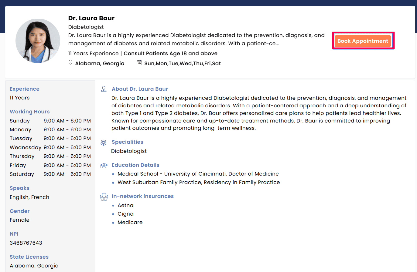 Book Appointment for Doctor