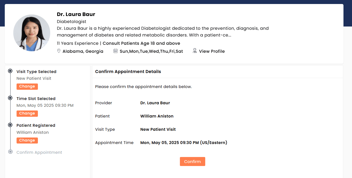 Confirm EasyCare Appointment