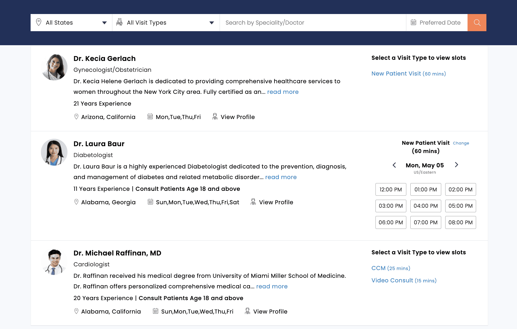 EasyCare Page View for Patients
