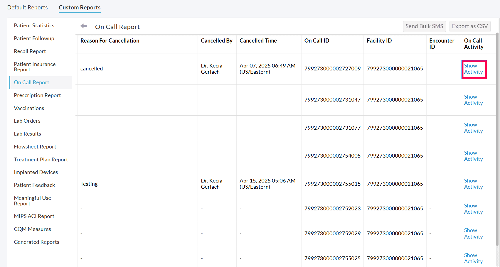 Show Activity in Report