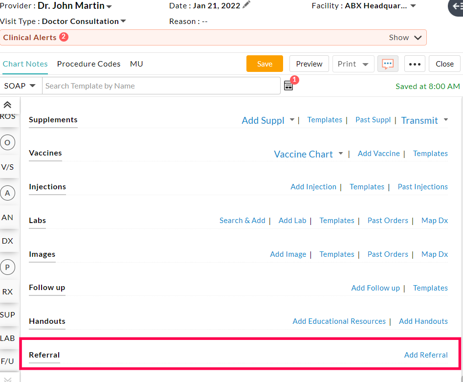 Add Referral From Chart Note