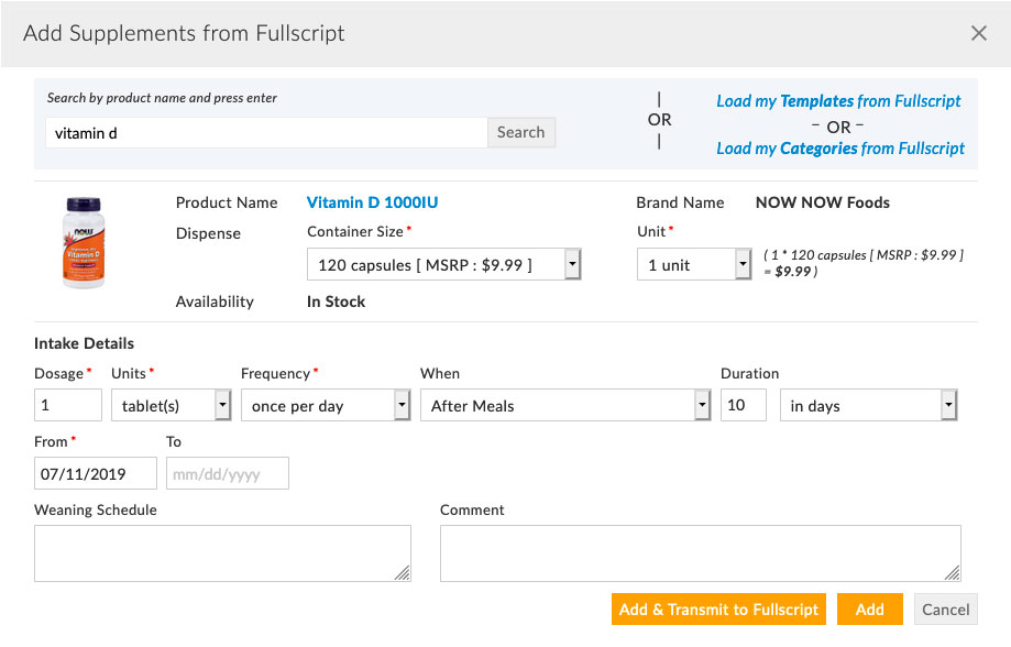 Prescribe Supplement from Fullscript