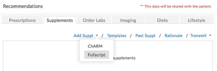 Add Supplement from Fullscript Option