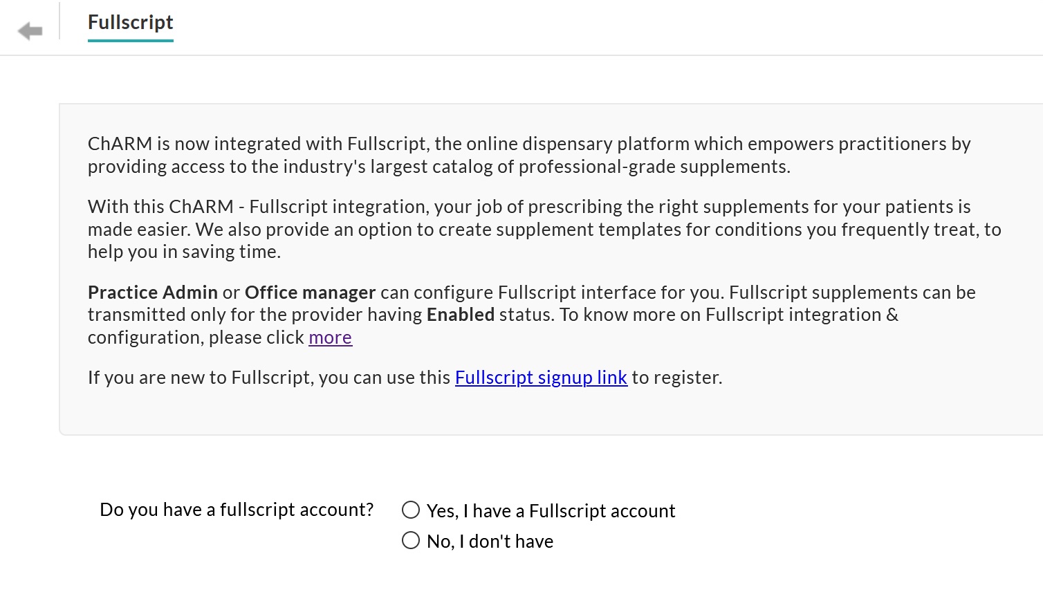 Configure Fullscript Account