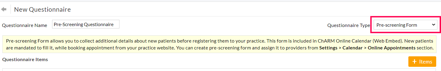 Create Pre-screening Form