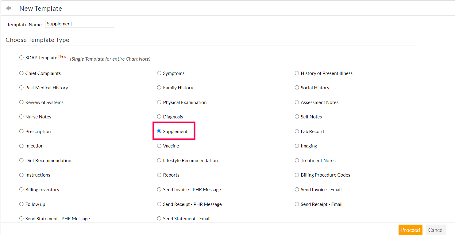 Create Supplement Template