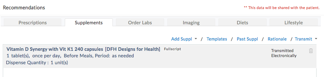 Fullscript Transmit Status