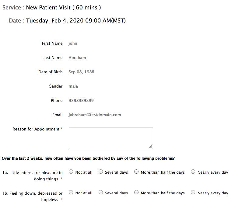 Reason for Appointment