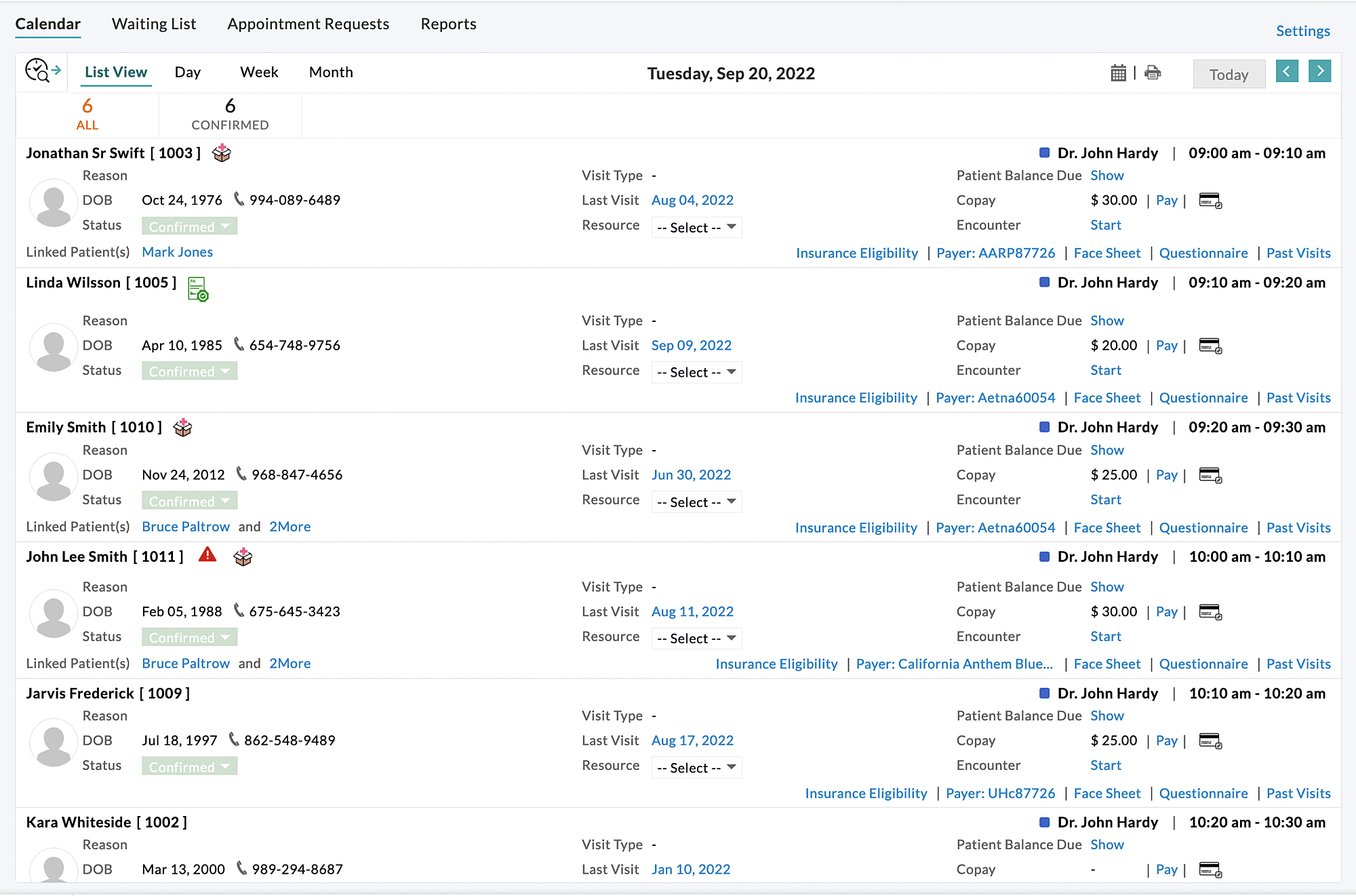 Appointment List View