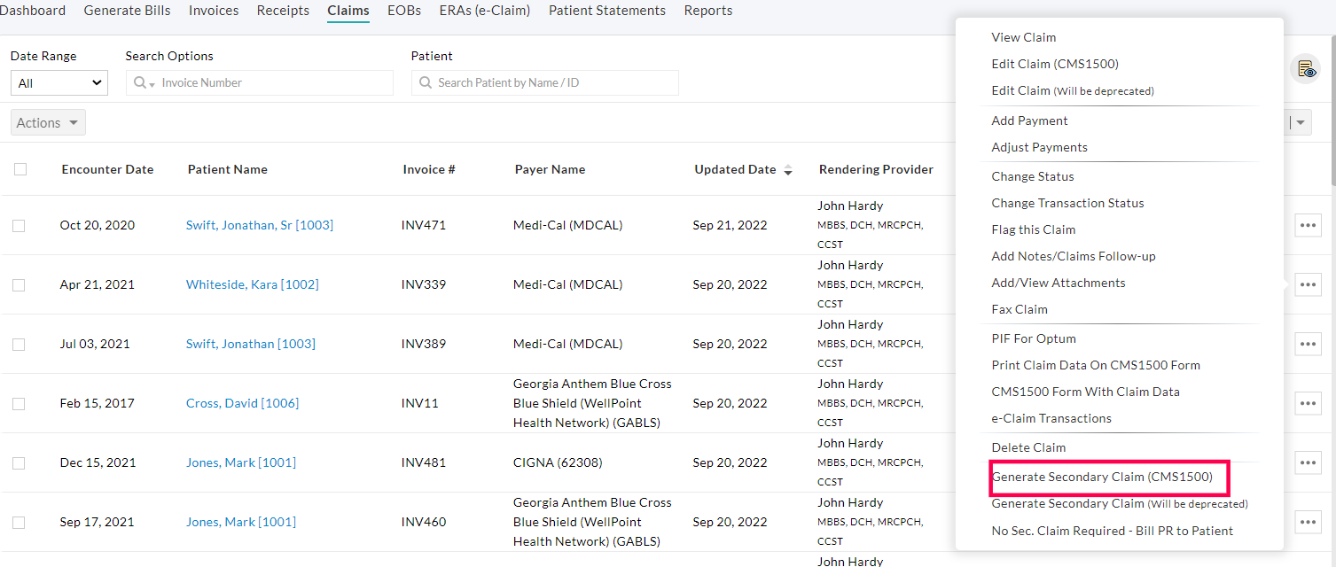 Generate Secondary Claims