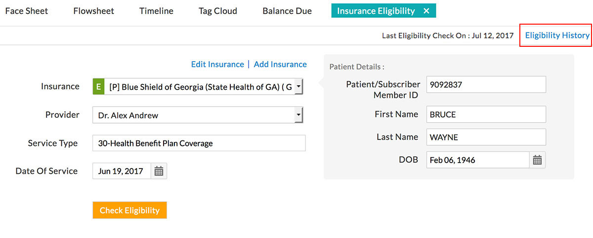 Insurance Eligibility History