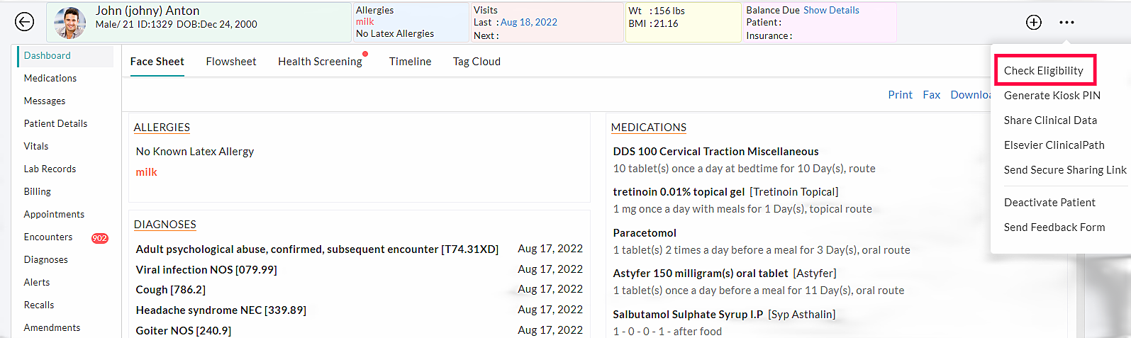 Insurance Eligibility Option