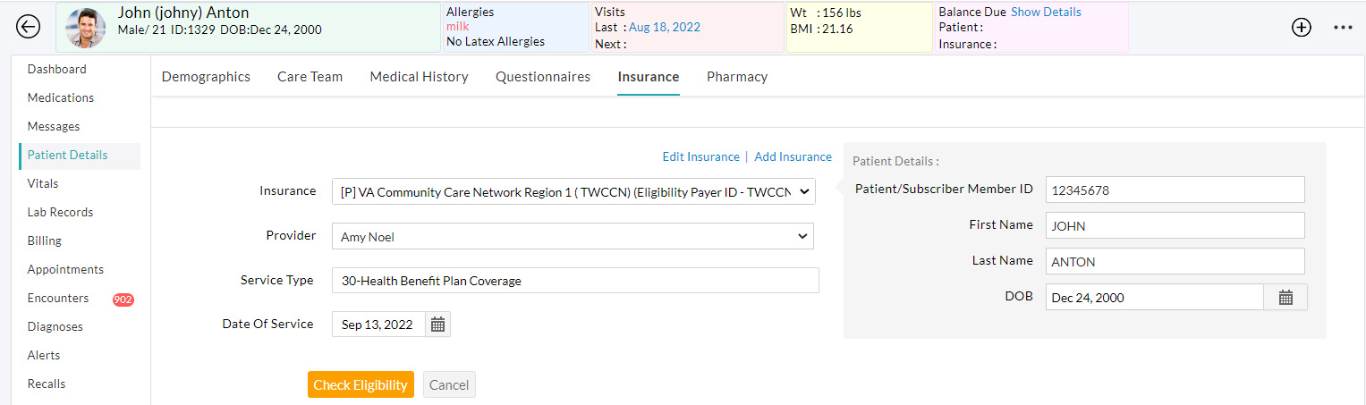 Insurance Eligibility