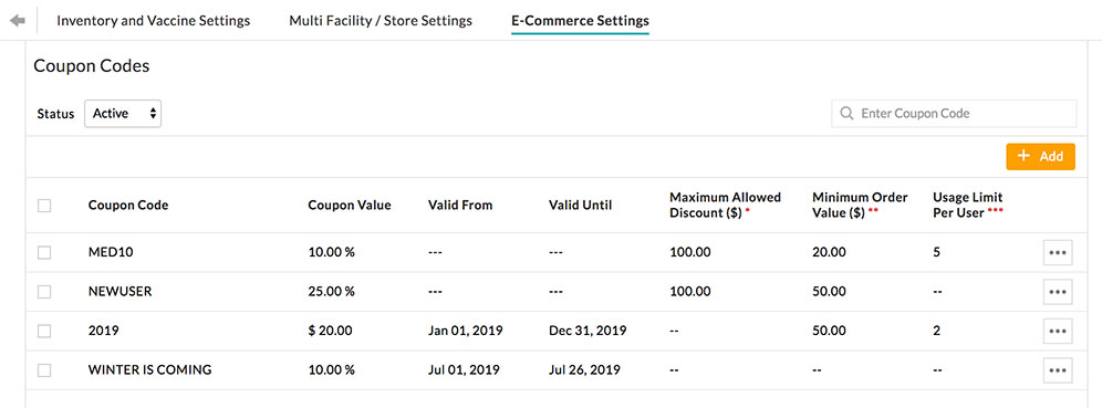 Product Coupon Codes