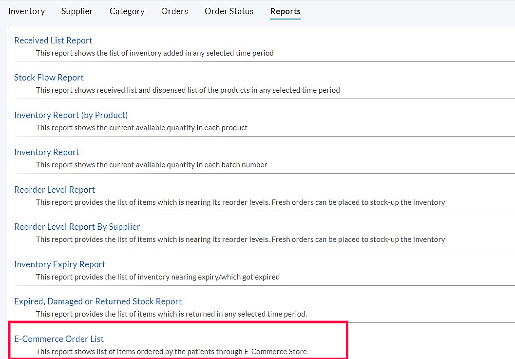 Ecommerce Order List