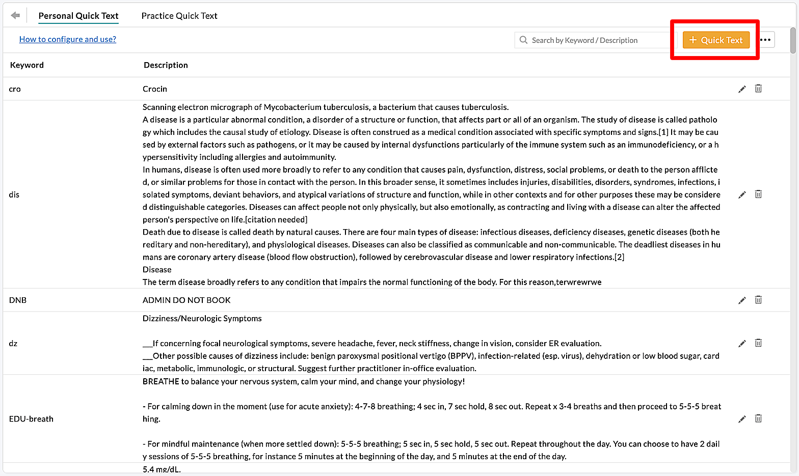 Add New Quick Text