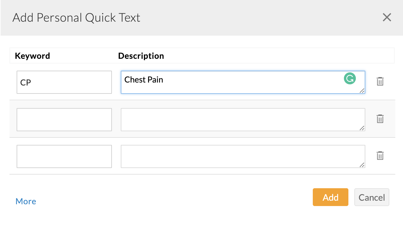Enter Keyword Quick Text