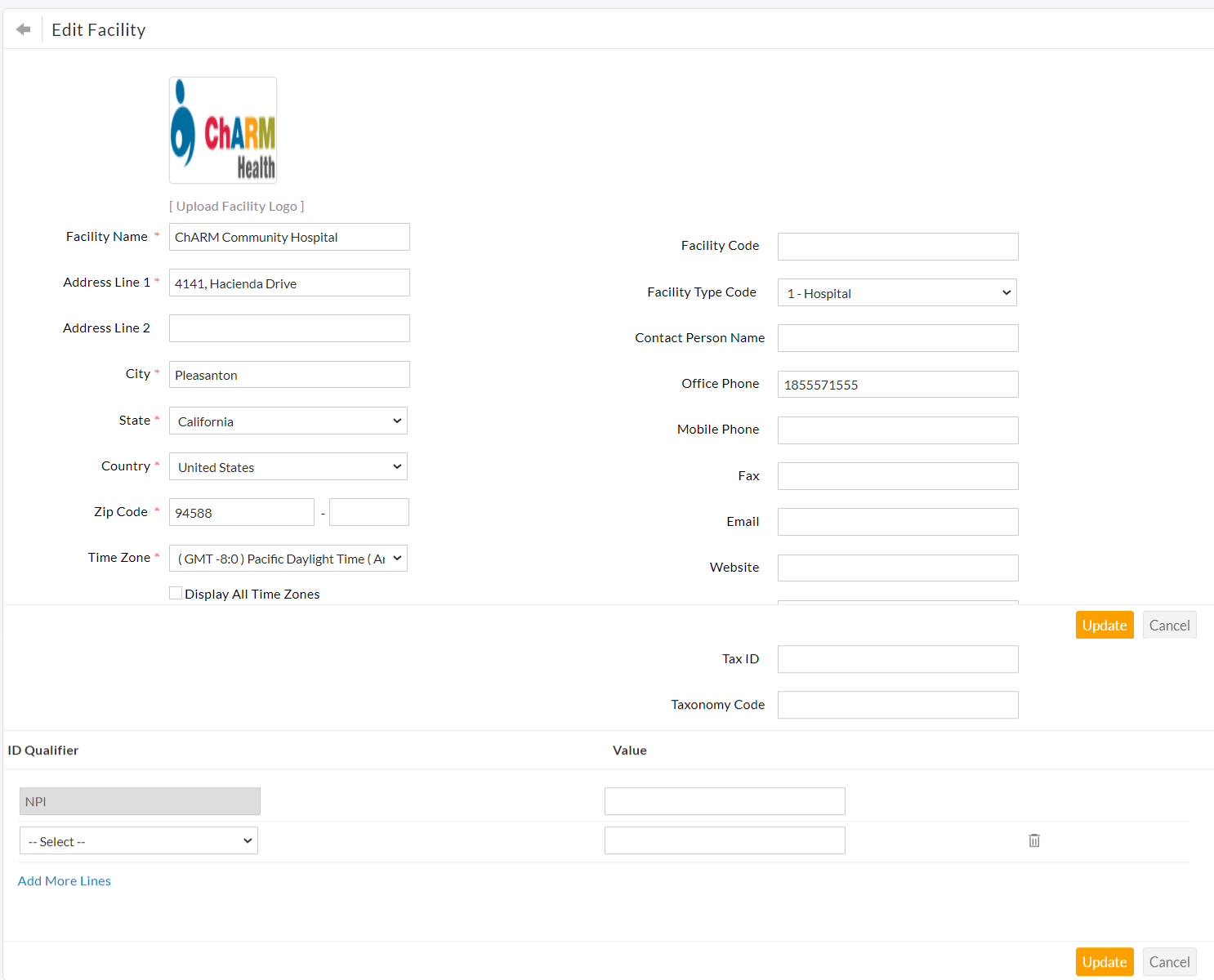 Update Facility Details