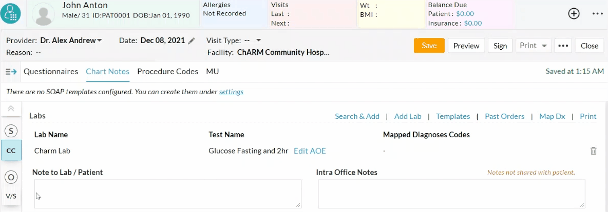 Quick Text Order Labs