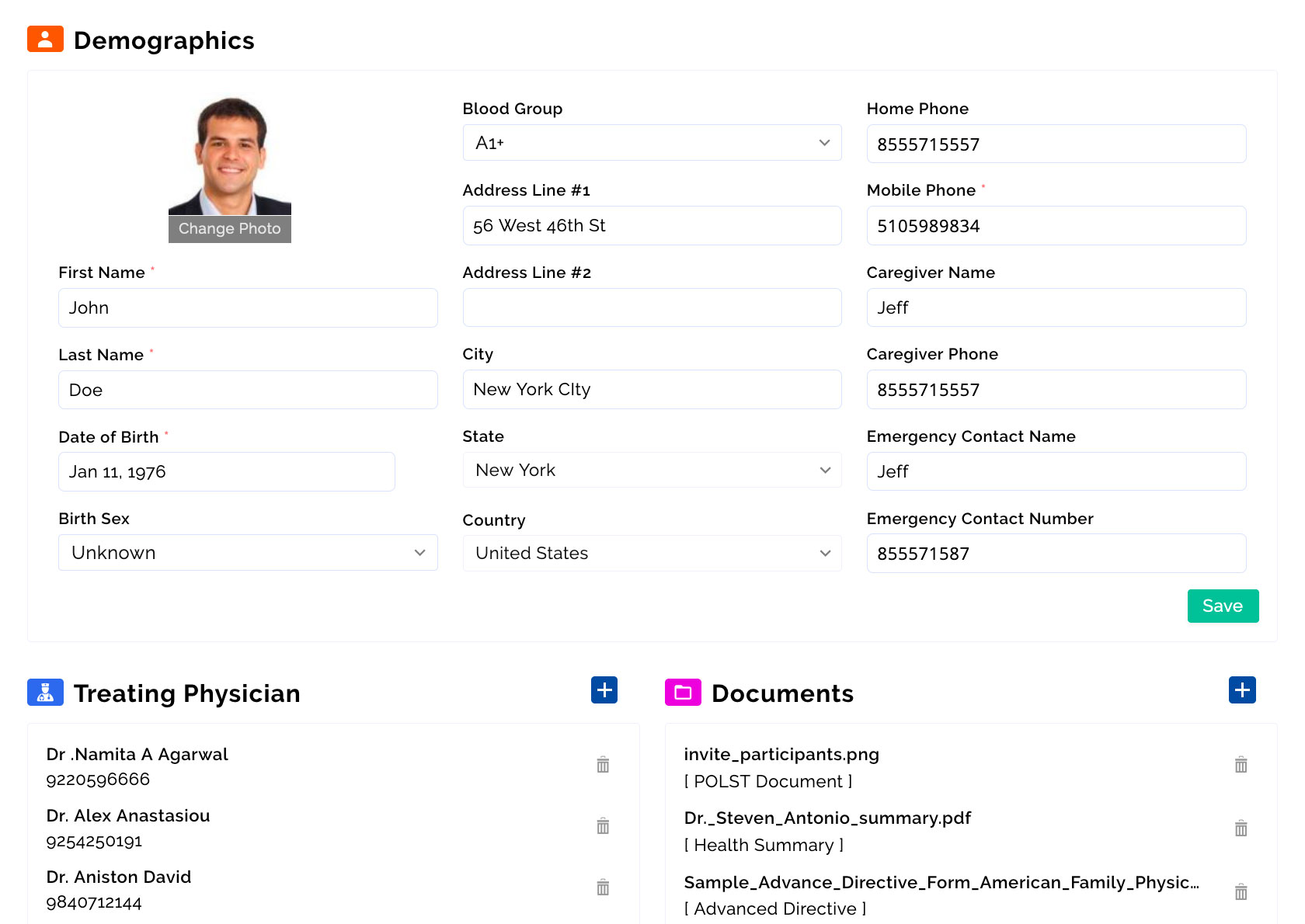 Health Passport Demographics
