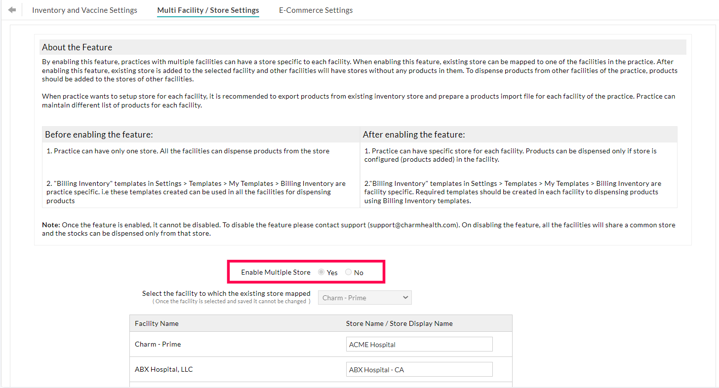 Enable Multiple Inventory Store