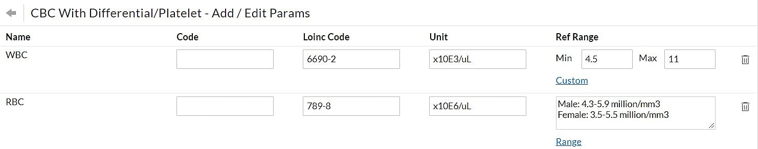 Add New Lab Parameter