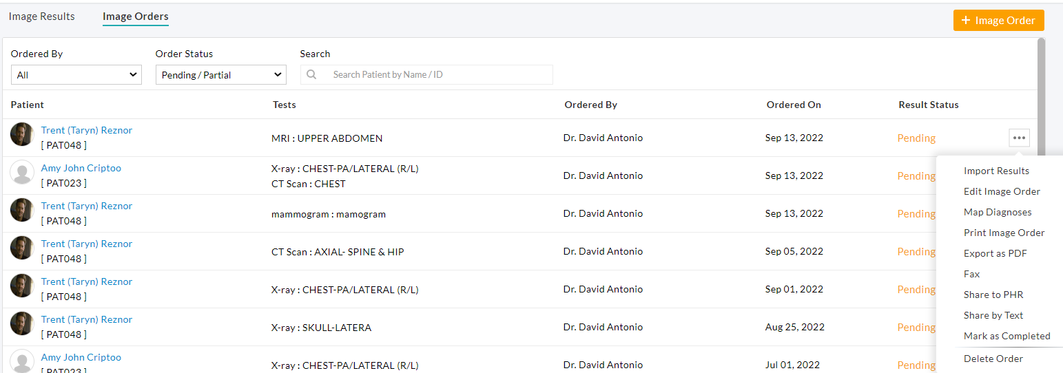 Import Imaging Results Option