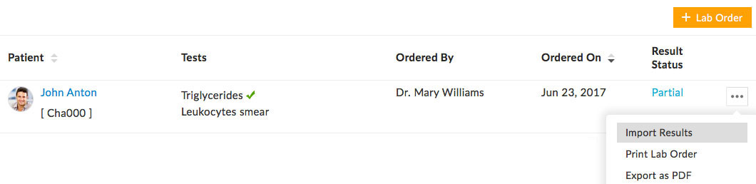 Import Lab Result