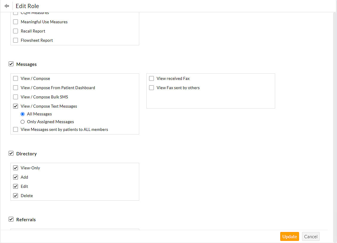 Edit Role Privileges