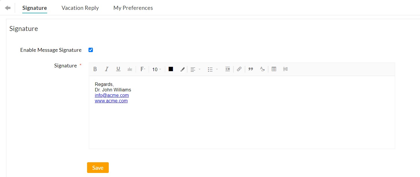 Enable Message Signature