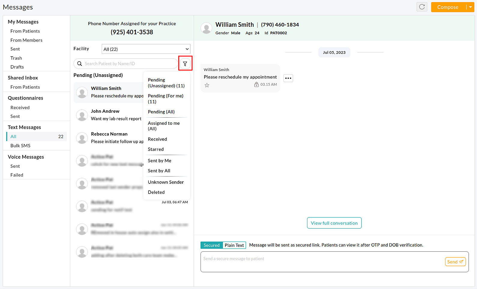 Receive Text Messages