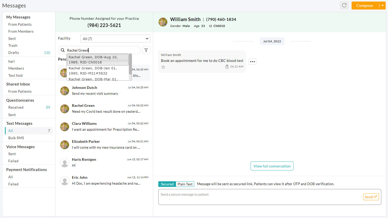 Send Text Messages to Patients