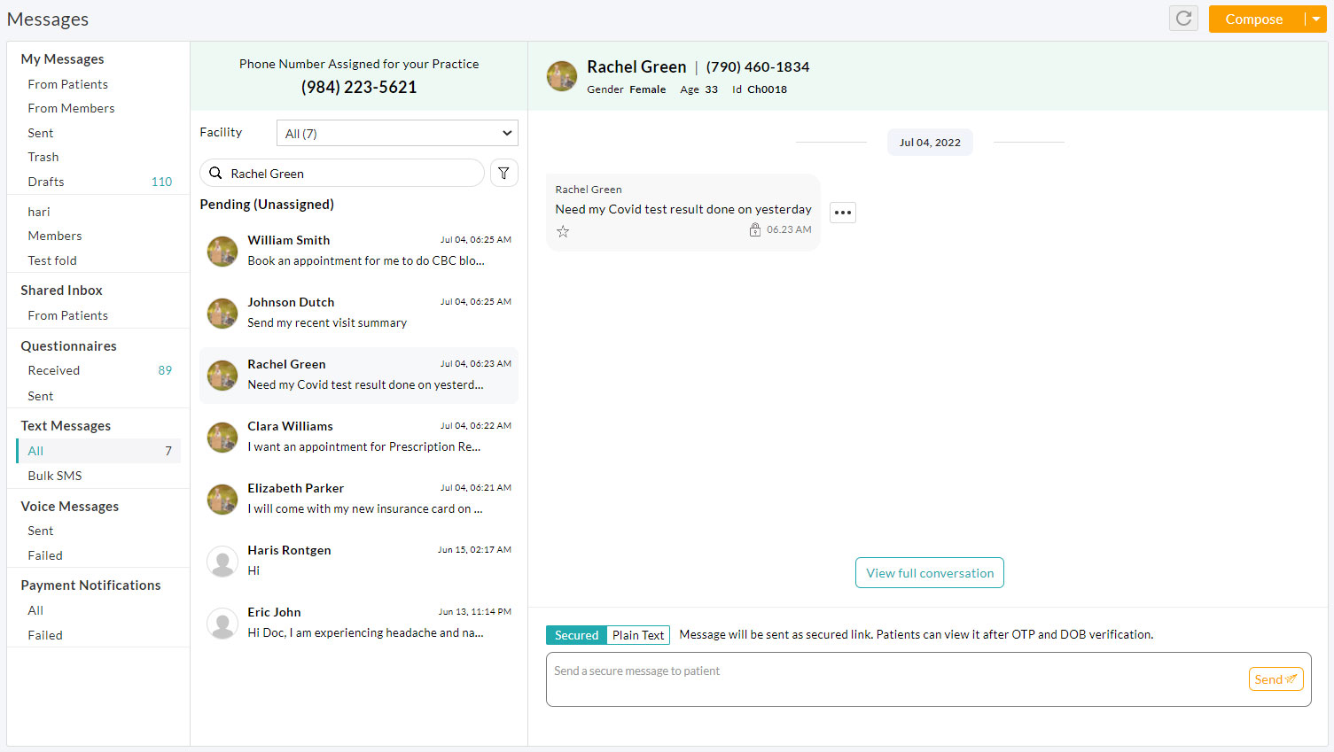 Send Text Messages to Patients