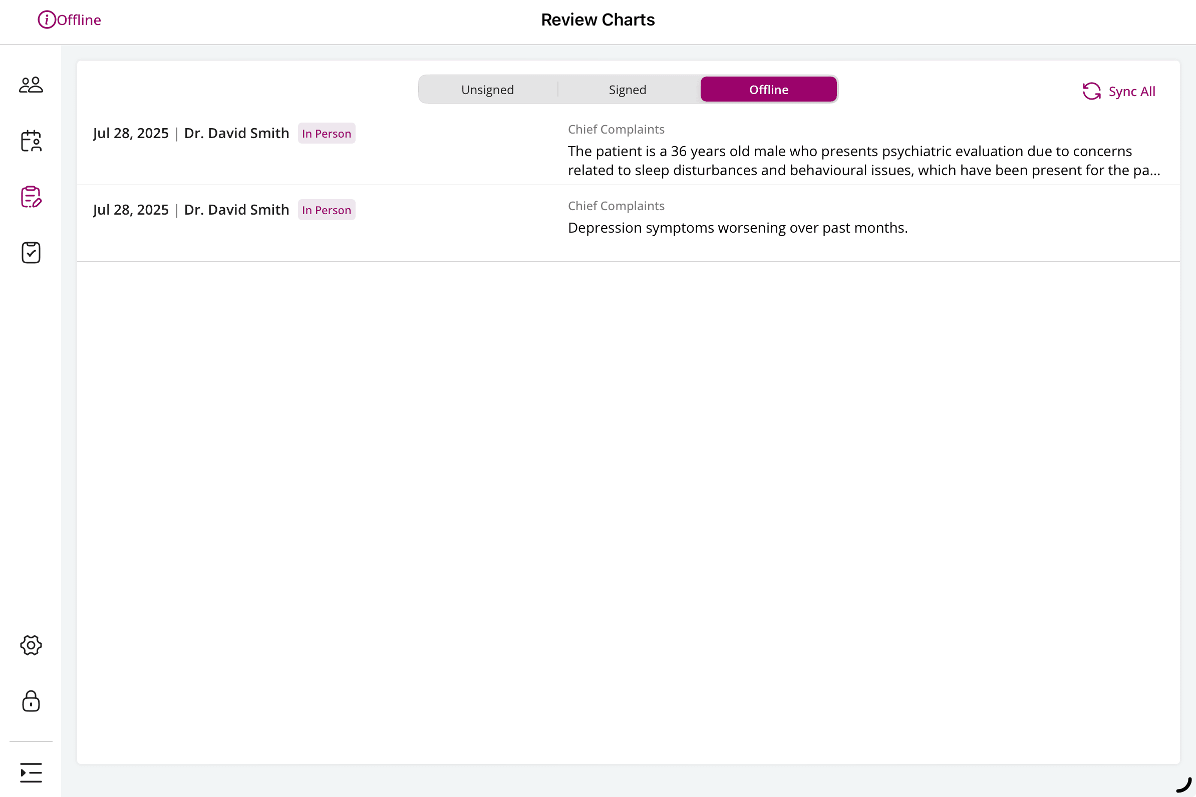 Review Offline Charts