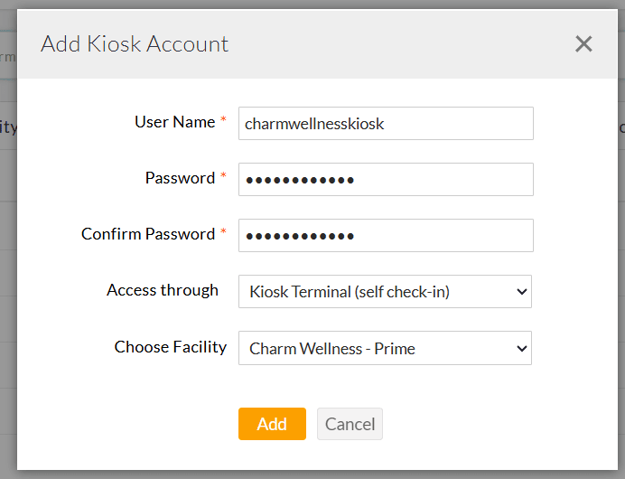 Add Kiosk Account