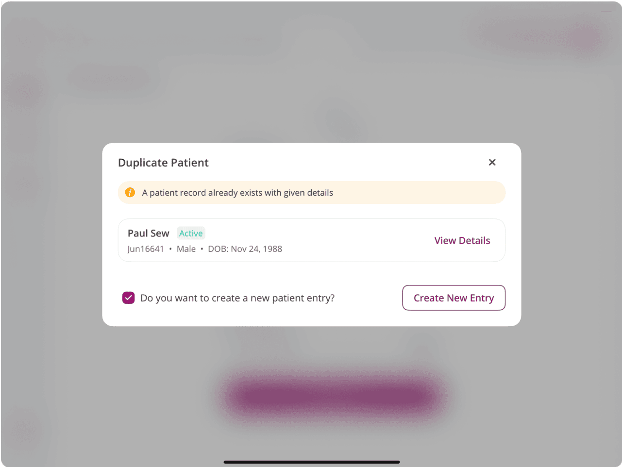 Kiosk Add Duplicate Patient