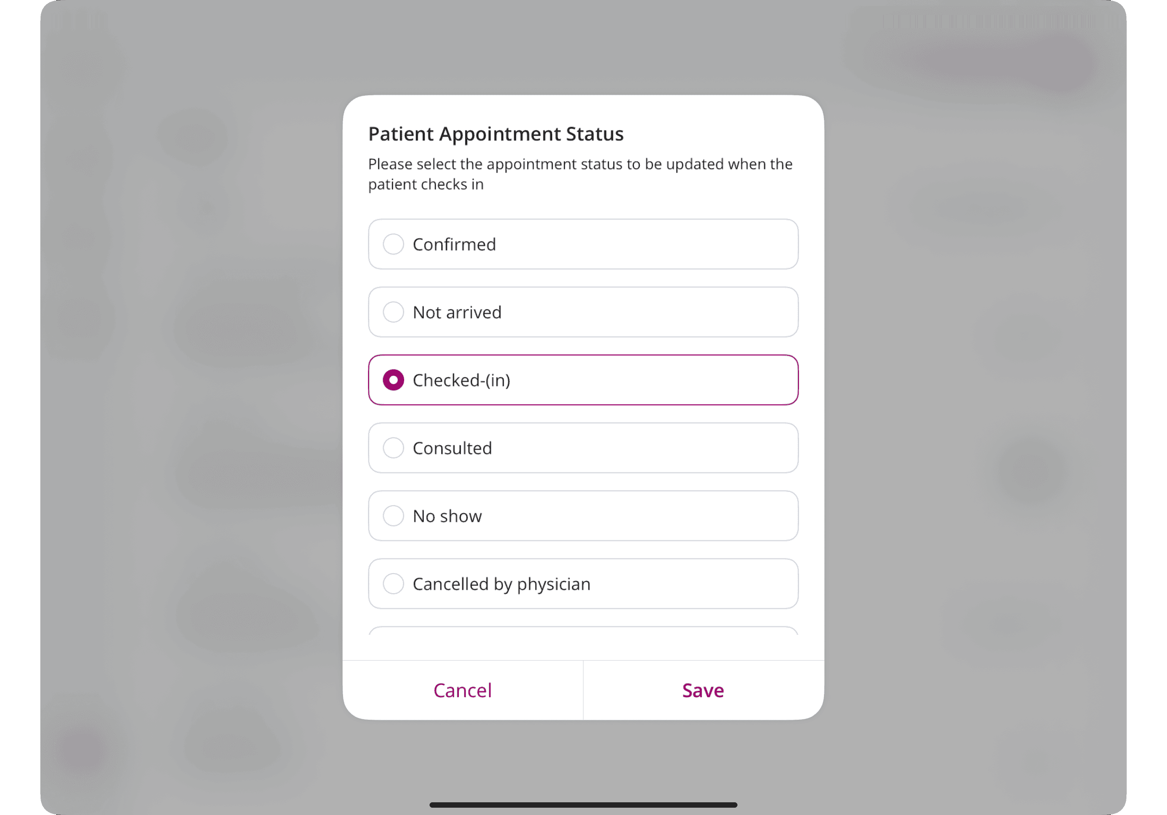 Kiosk Appointment Status