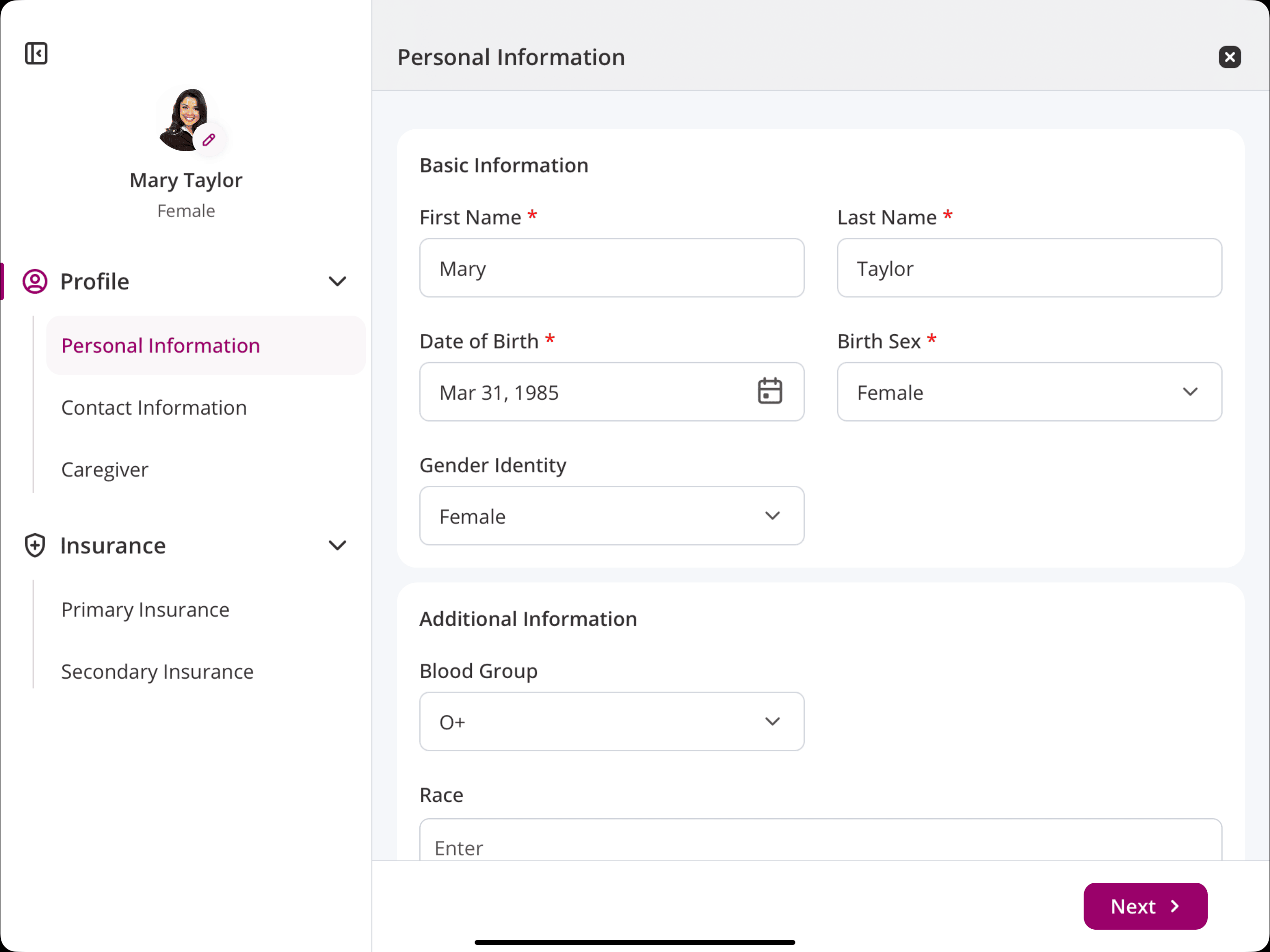 Kiosk Edit Patient Summary