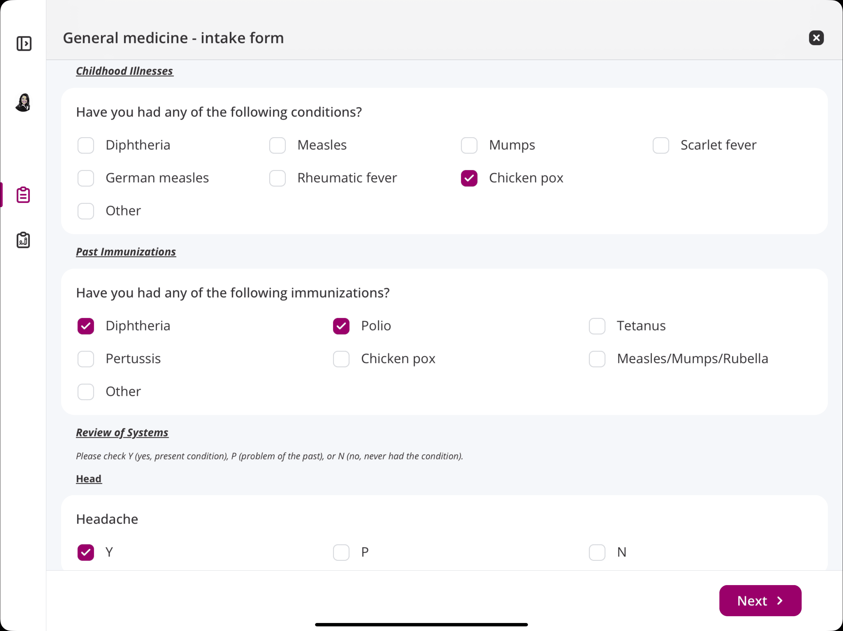 Kiosk Edit Patient Summary