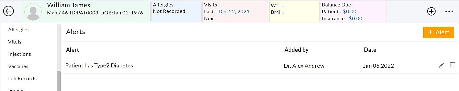 Add Patient Alert Option