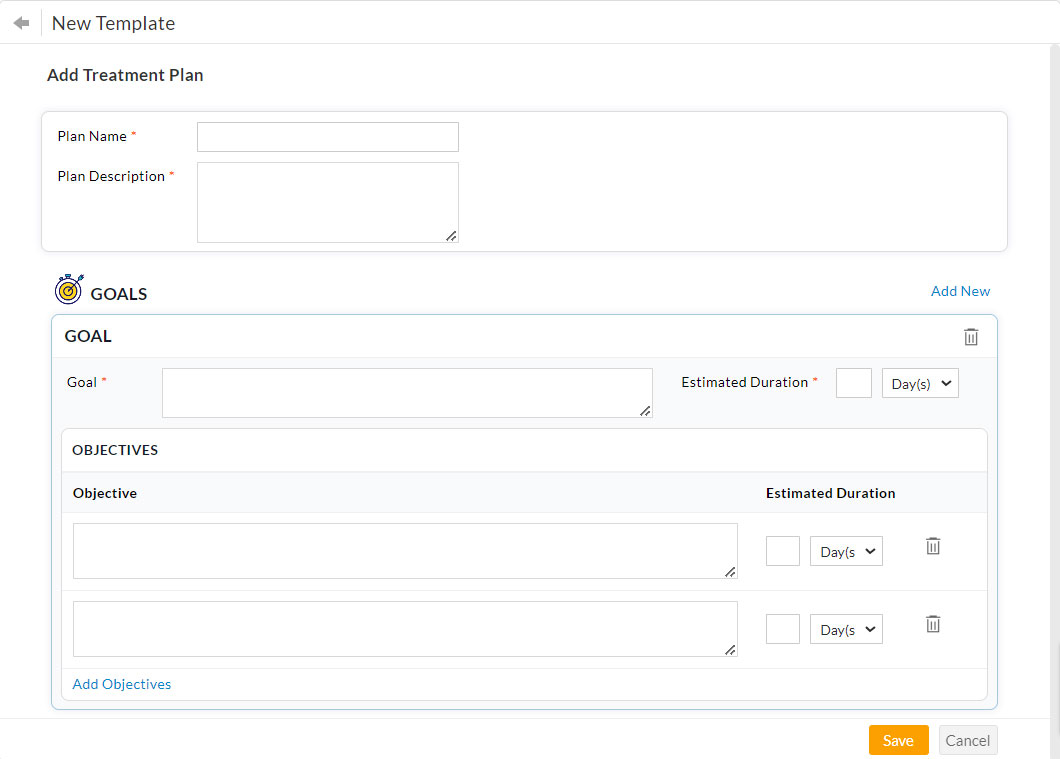 Add Treatment Plan Template